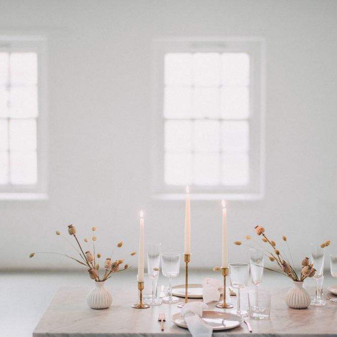 Minimal Elegant Bridal Inspiration Shoot With Ikebana Inspired Floral Arrangements By Kitten Grayson // Planned & Styled By Anemone Style // Images Genevieve Wedding Photography