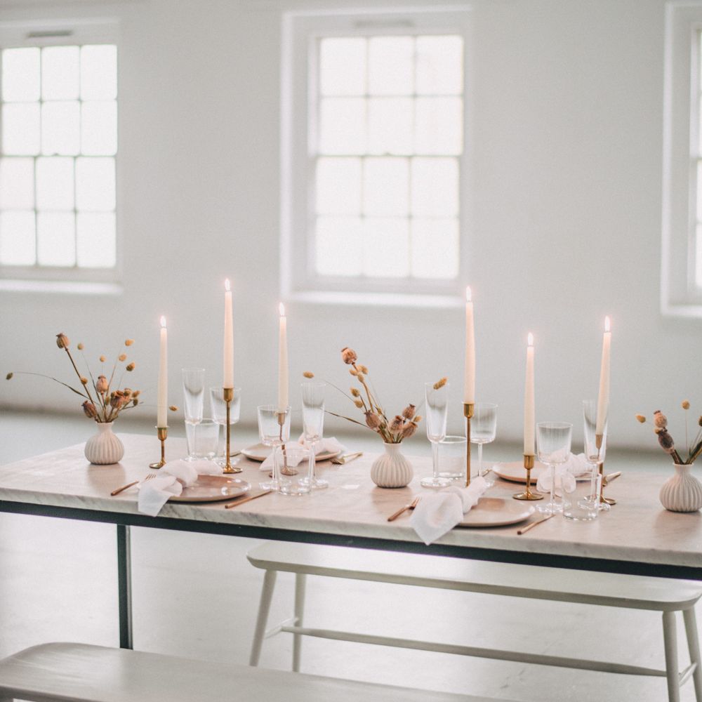 Minimal Elegant Bridal Inspiration Shoot With Ikebana Inspired Floral Arrangements By Kitten Grayson // Planned & Styled By Anemone Style // Images Genevieve Wedding Photography