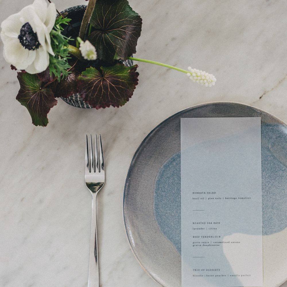 Ceramic Plates For Wedding // Minimal Elegant Bridal Inspiration Shoot With Ikebana Inspired Floral Arrangements By Kitten Grayson // Planned & Styled By Anemone Style // Images Genevieve Wedding Photography