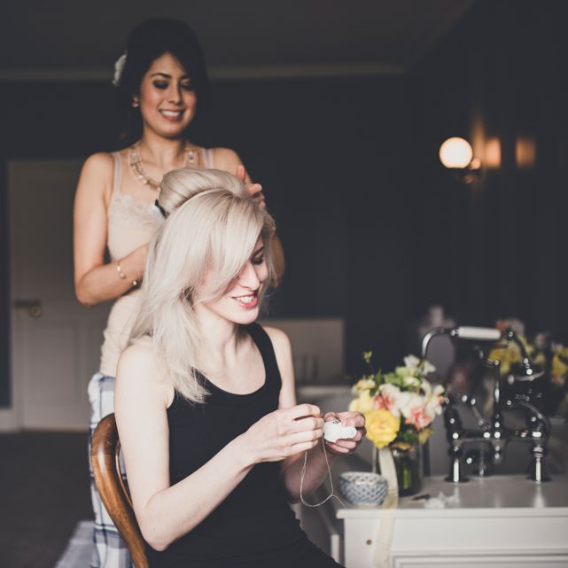Bride Getting Ready on Wedding Morning