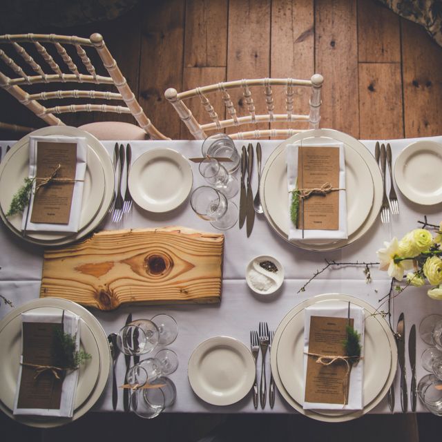 Rustic Table Settings With Spring Flowers