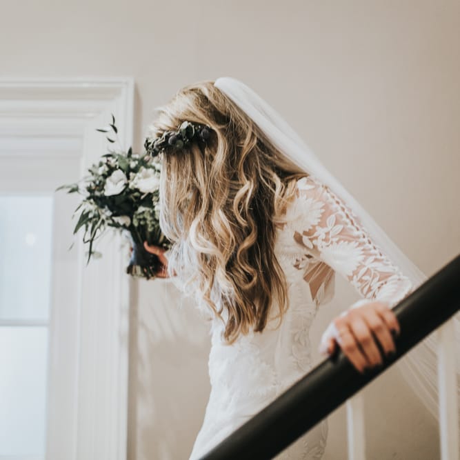 Rue De Seine Bride For A Foliage & Pampas Grass Wedding At Godwick Hall With Props From The Little Lending Co & Images By Darina Stoda