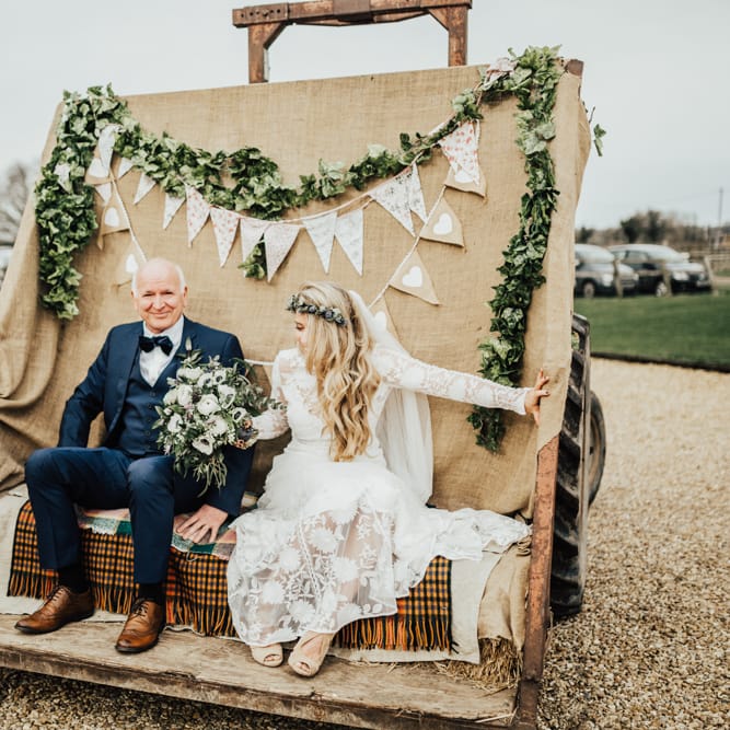 Rue De Seine Bride For A Foliage & Pampas Grass Wedding At Godwick Hall With Props From The Little Lending Co & Images By Darina Stoda