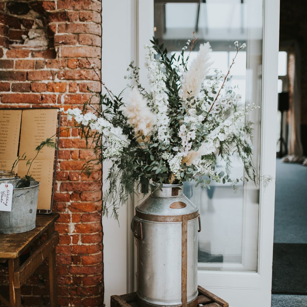 Rue De Seine Bride For A Foliage & Pampas Grass Wedding At Godwick Hall With Props From The Little Lending Co & Images By Darina Stoda