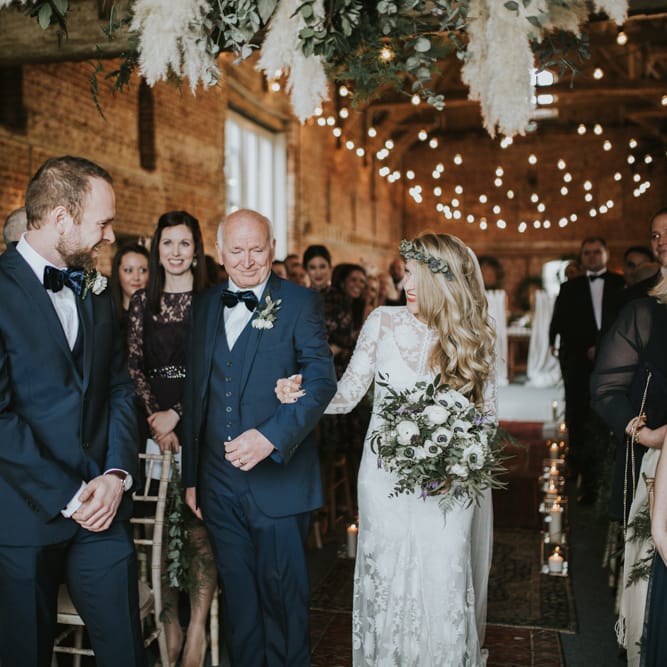 Rue De Seine Bride For A Foliage & Pampas Grass Wedding At Godwick Hall With Props From The Little Lending Co & Images By Darina Stoda