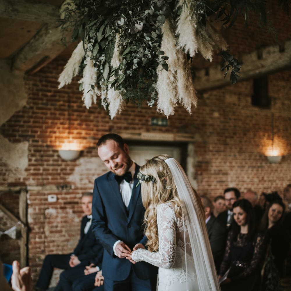 Rue De Seine Bride For A Foliage & Pampas Grass Wedding At Godwick Hall With Props From The Little Lending Co & Images By Darina Stoda