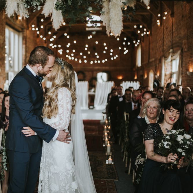 Rue De Seine Bride For A Foliage & Pampas Grass Wedding At Godwick Hall With Props From The Little Lending Co & Images By Darina Stoda