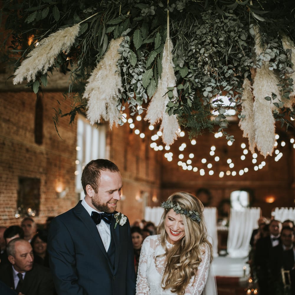 Rue De Seine Bride For A Foliage & Pampas Grass Wedding At Godwick Hall With Props From The Little Lending Co & Images By Darina Stoda