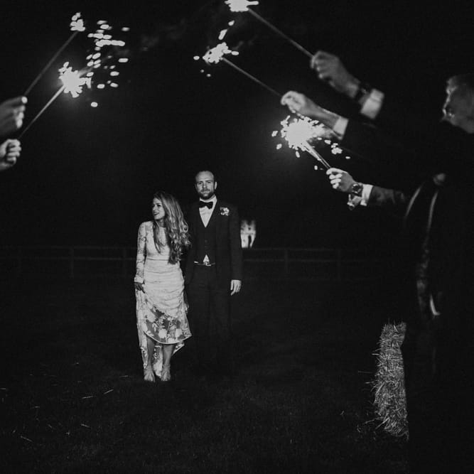 Sparkler Send Off At Wedding