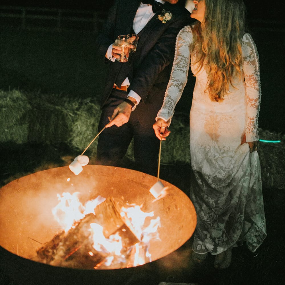Fire Pit & Marshmallows At Wedding