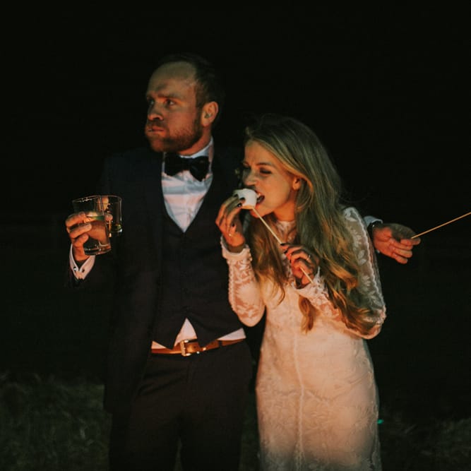 Fire Pit & Marshmallows At Wedding