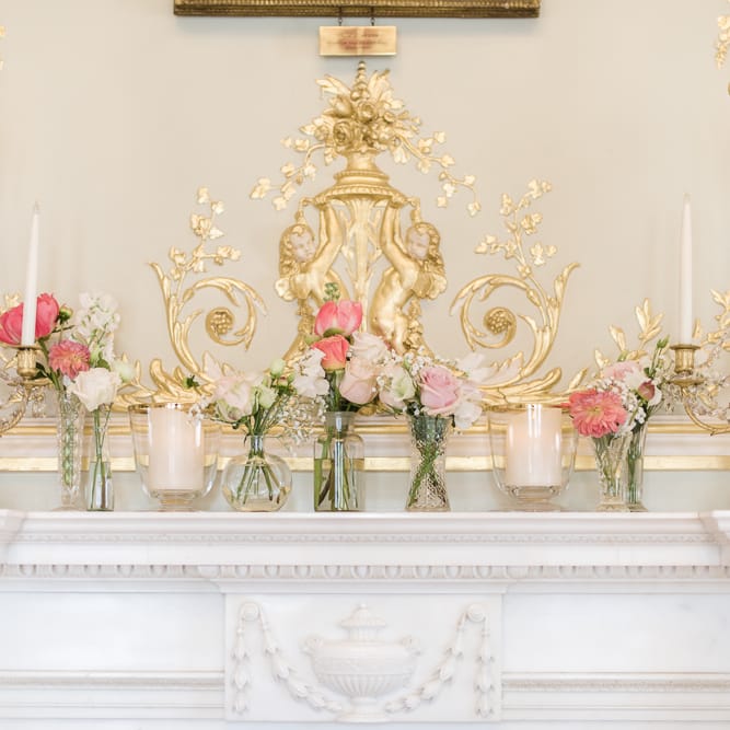Pink Flower Stems in Bud Vases