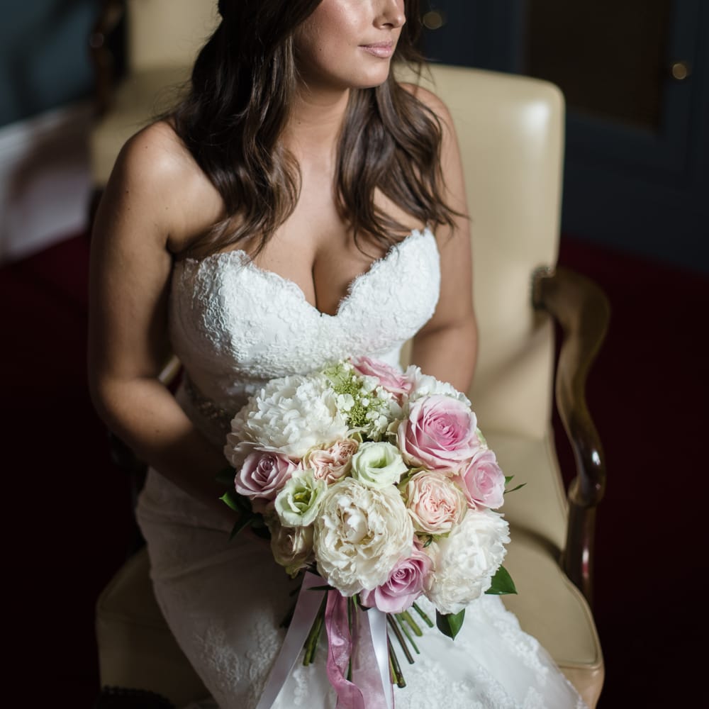 Elegant Bride in Enzoani Lace Wedding Dress from JS Couture