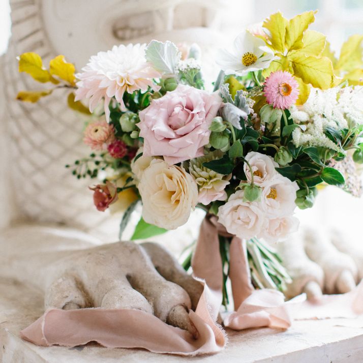 Pastel Pink & Yellow Wedding Bouquet by Petalon