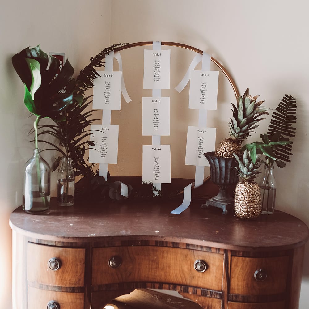 Hoop Table Plan | Botanical Outdoor Wedding at Millbridge Court | Lemonade Pictures