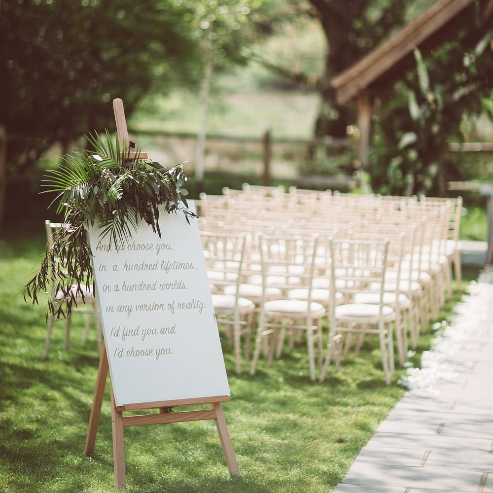 Wedding Sign | Botanical Outdoor Wedding at Millbridge Court | Lemonade Pictures