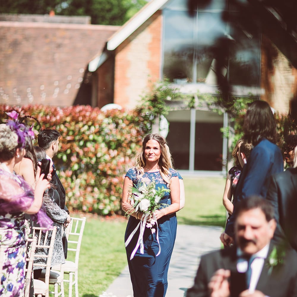 Bridesmaid in Navy ASOS Dress | Botanical Outdoor Wedding at Millbridge Court | Lemonade Pictures