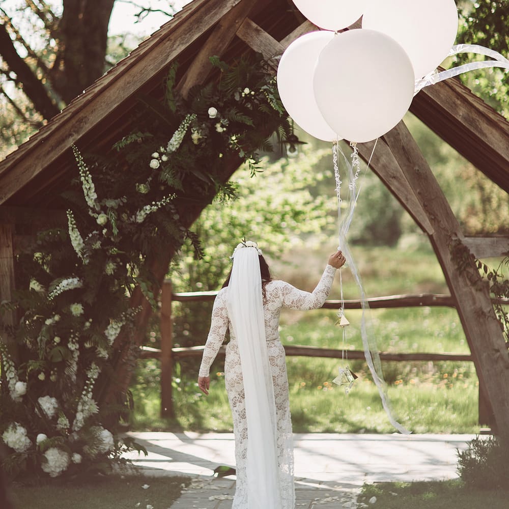 Bride in Grace Loves Lace Wedding Dress | Giant Balloons | Lemonade Pictures