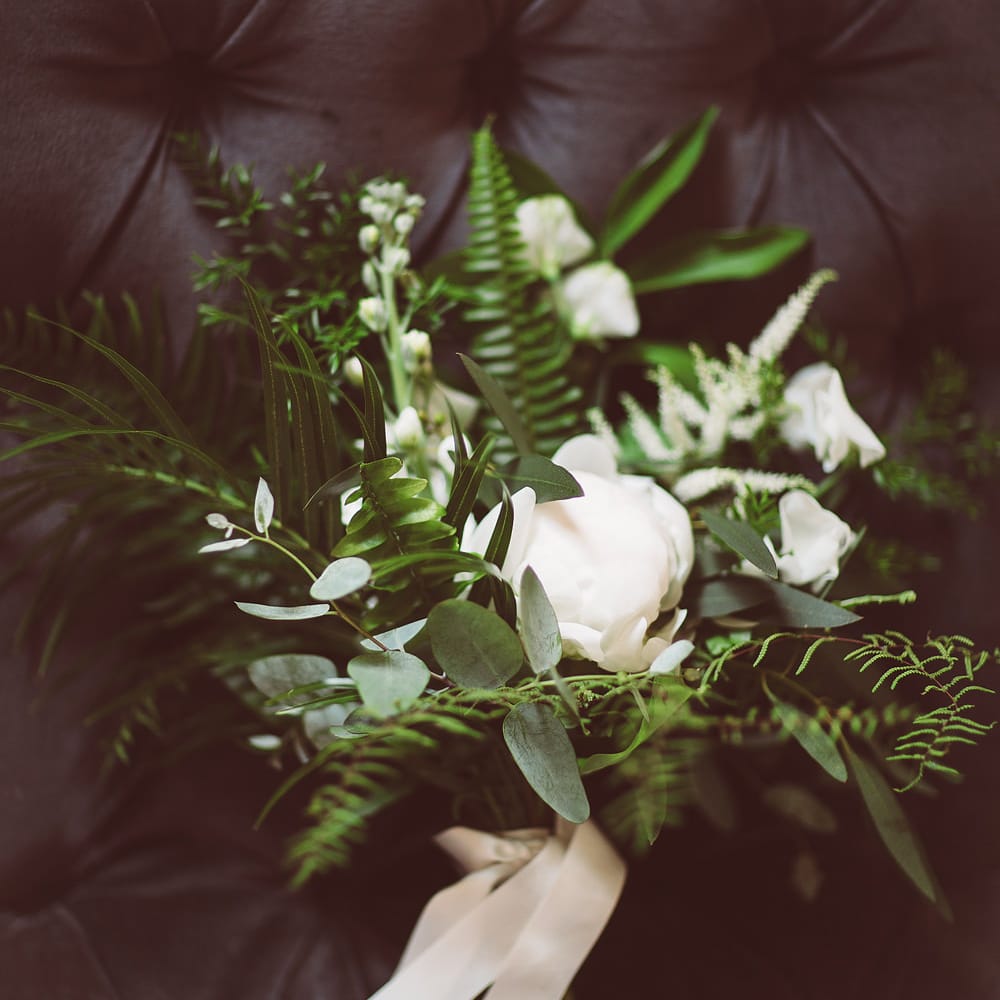 Foliage & White Flower Bouquet | | Botanical Outdoor Wedding at Millbridge Court | Lemonade Pictures