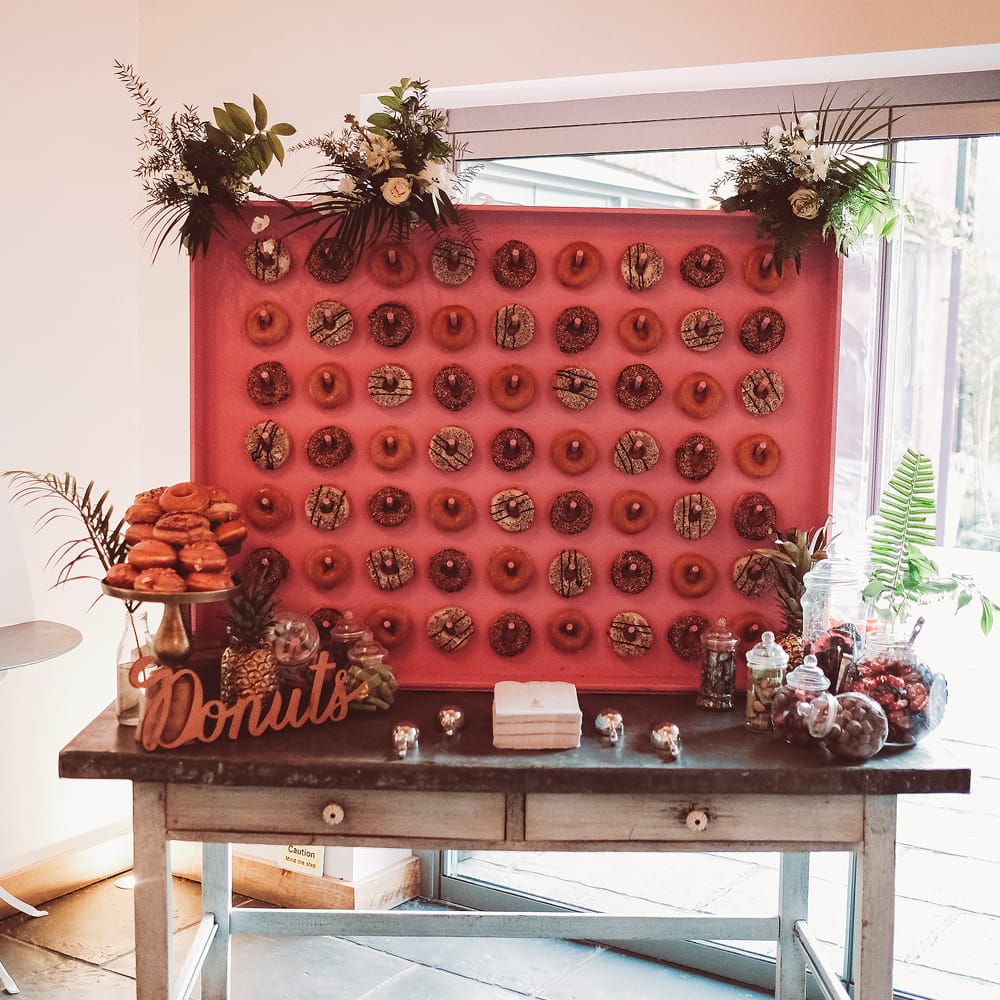 Donut Wall | Outdoor Wedding at Millbridge Court | Lemonade Pictures