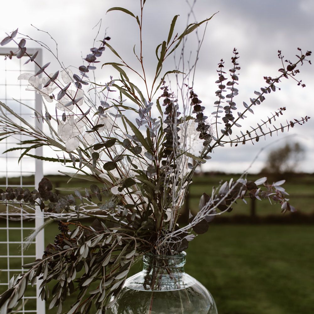 White & Grey Flowers by Swaffham Florist | Nocturn Wedding Inspiration Planned & Styled by The Little Lending Company | Agnes Black Photography | Film by The Wilde Bride