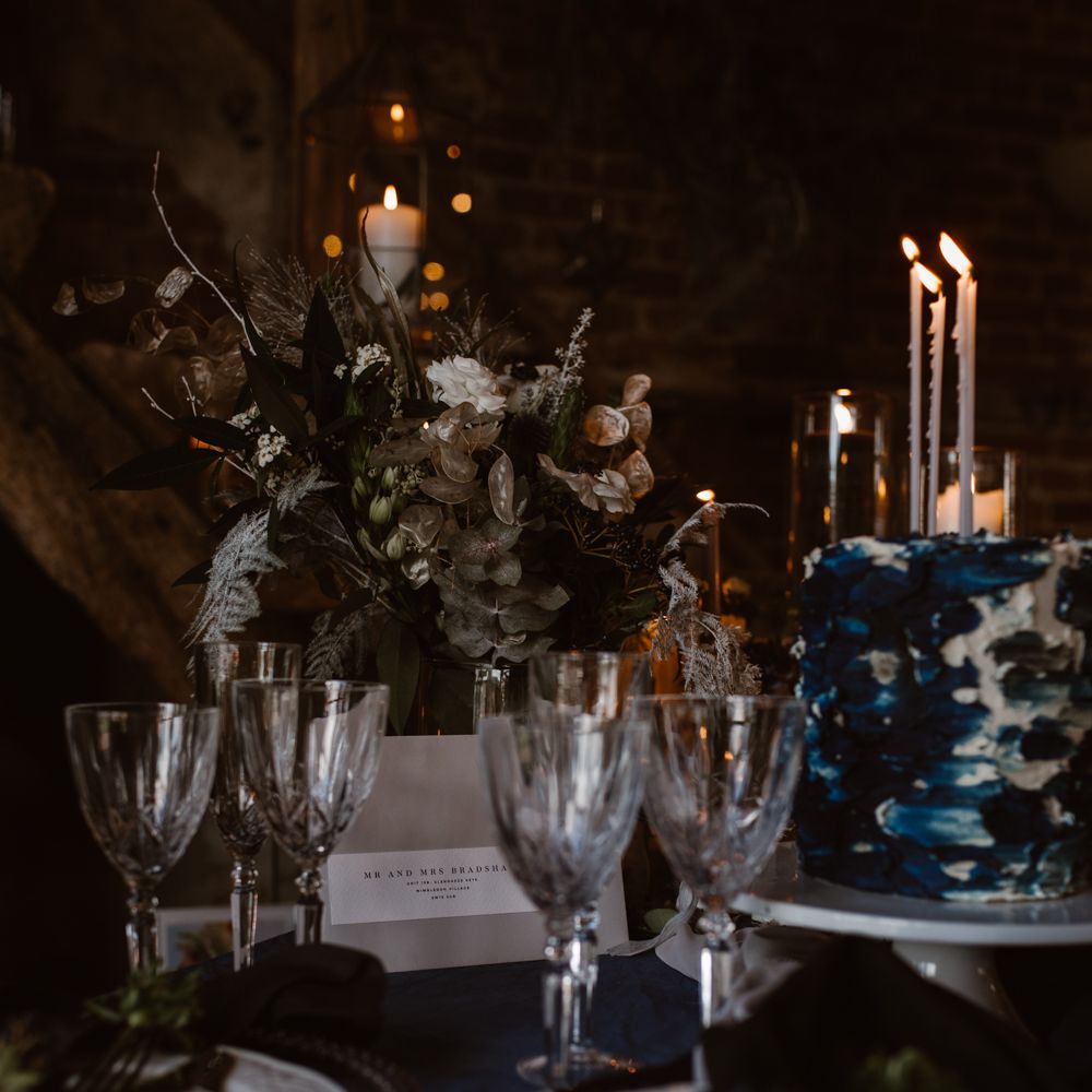 Elegant Tablescape | Nocturn Wedding Inspiration at Godwick Great Barn Planned & Styled by The Little Lending Company | Agnes Black Photography | Film by The Wilde Bride
