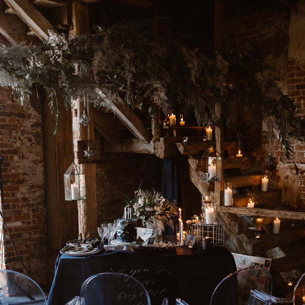 Elegant Tablescape | Nocturn Wedding Inspiration at Godwick Great Barn Planned & Styled by The Little Lending Company | Agnes Black Photography | Film by The Wilde Bride