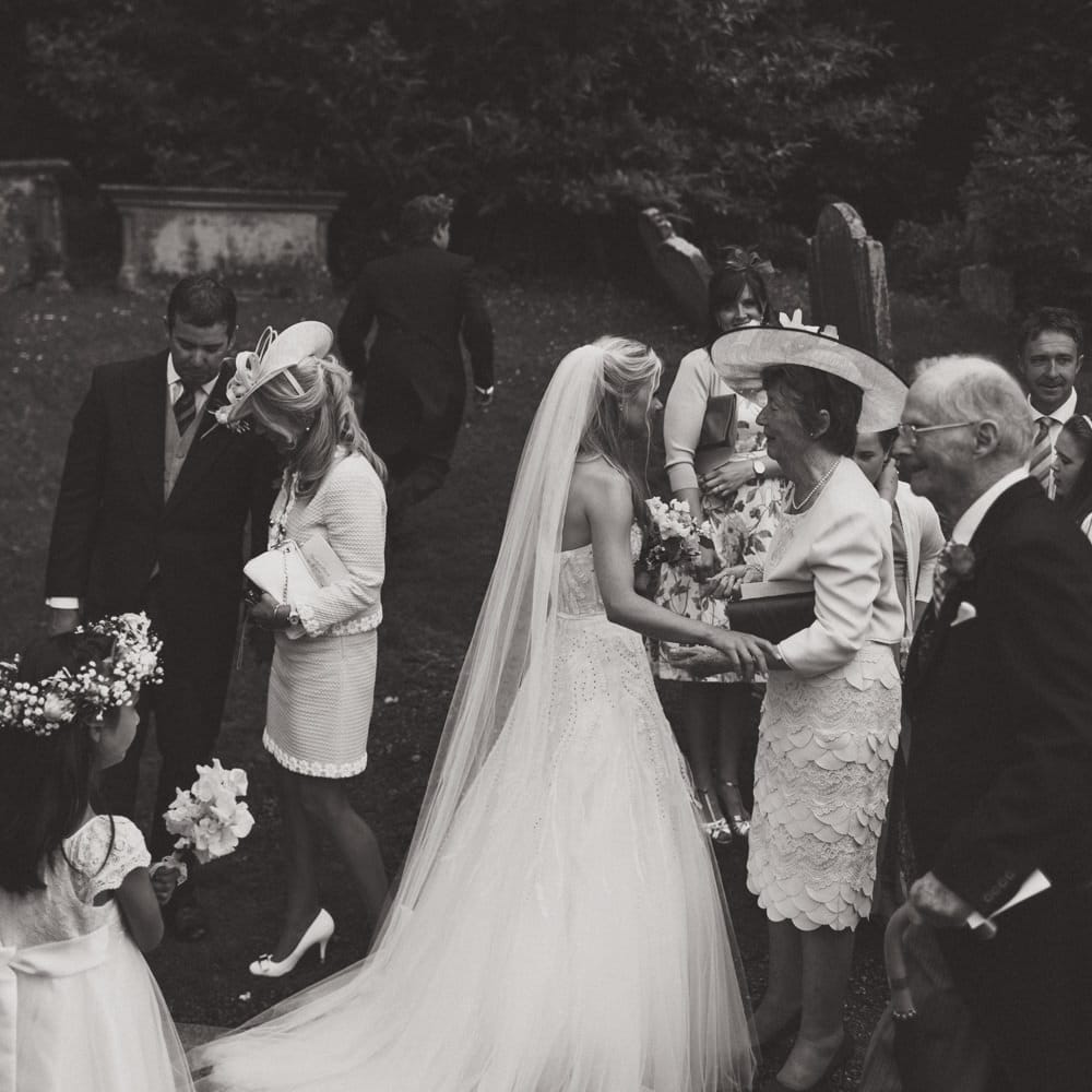 Bride in Monique Lhuillier Candy Wedding Dress