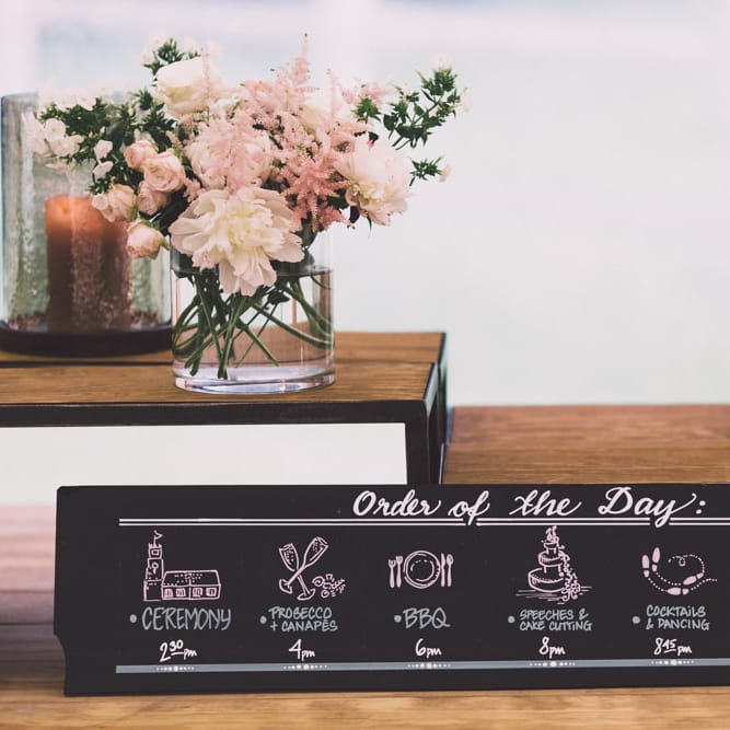 Blackboard Order of the Day Wedding Sign