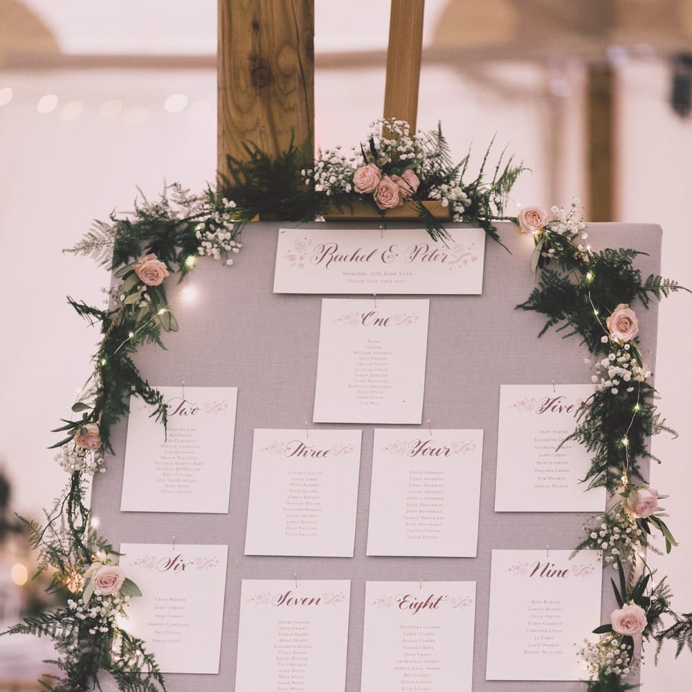Table Plan with Floral Garland