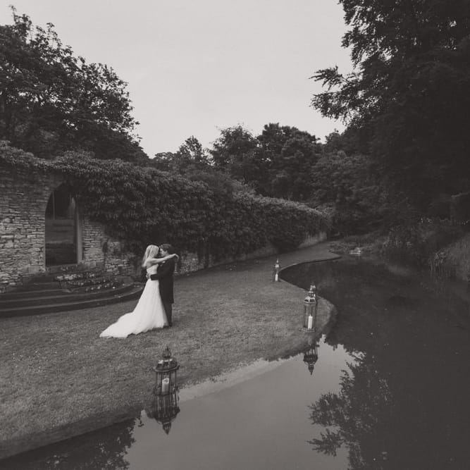 Bride in Monique Lhuillier Candy Wedding Dress