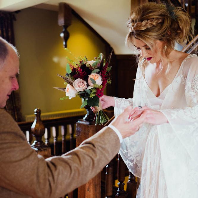 Bride in Rue de Seine Cleo Wedding Dress | Outdoor Wedding at Dewsall Court Oxfordshire | Claudia Rose Carter Photography | Costa Sister Productions