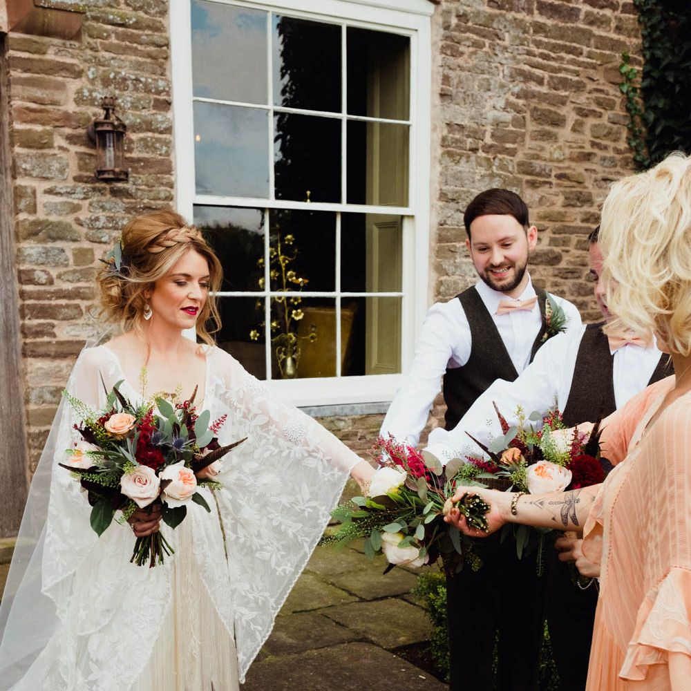 Boho Bride in Rue de Seine Cleo Wedding Dress | Outdoor Wedding at Dewsall Court Oxfordshire | Claudia Rose Carter Photography | Costa Sister Productions