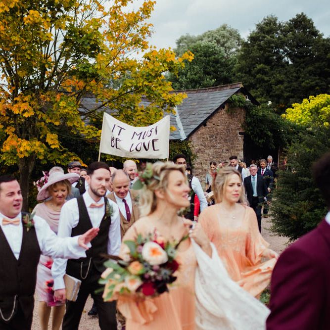 Wedding Procession | Outdoor Wedding at Dewsall Court Oxfordshire | Claudia Rose Carter Photography | Costa Sister Productions