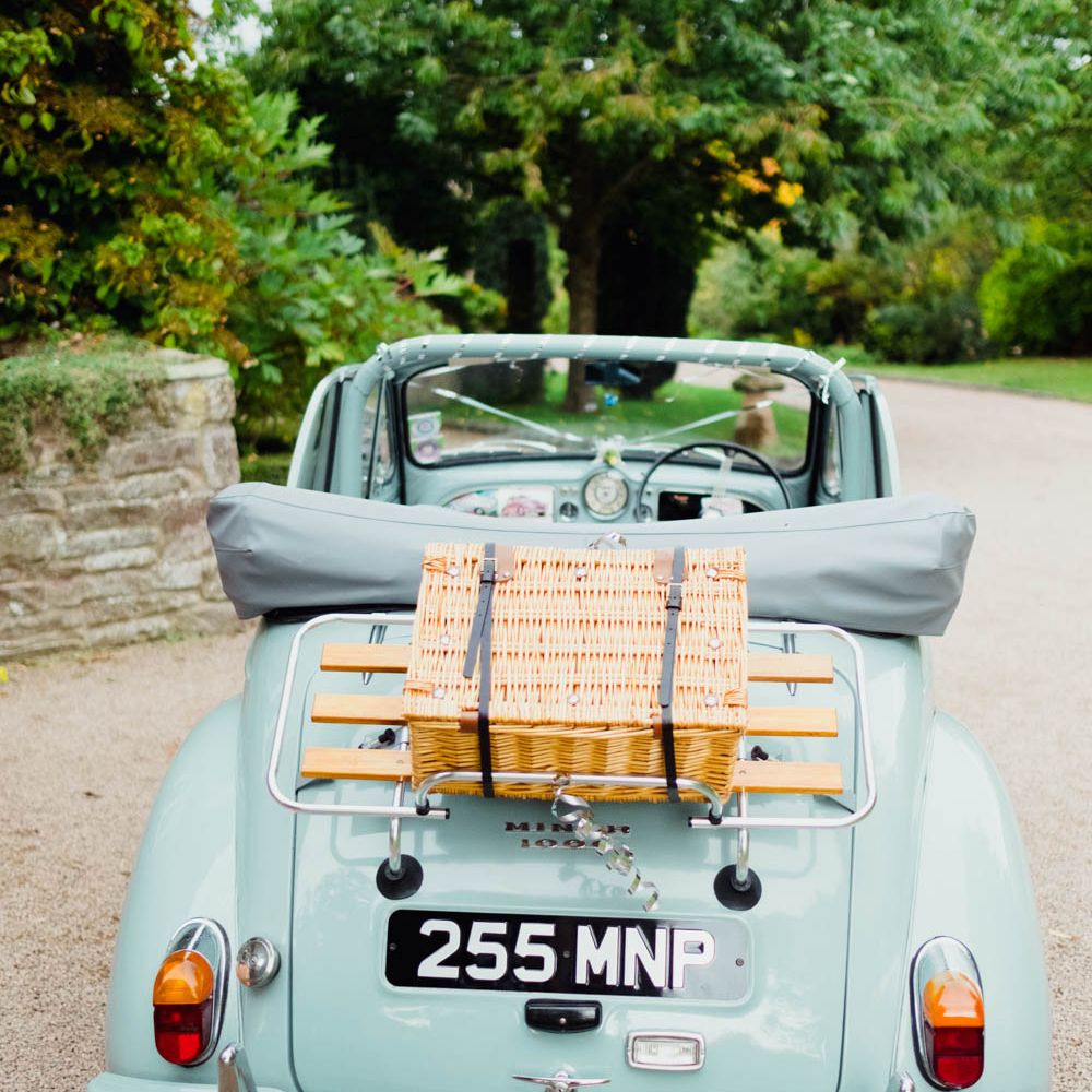 Convertible wedding Car | Outdoor Wedding at Dewsall Court Oxfordshire | Claudia Rose Carter Photography | Costa Sister Productions