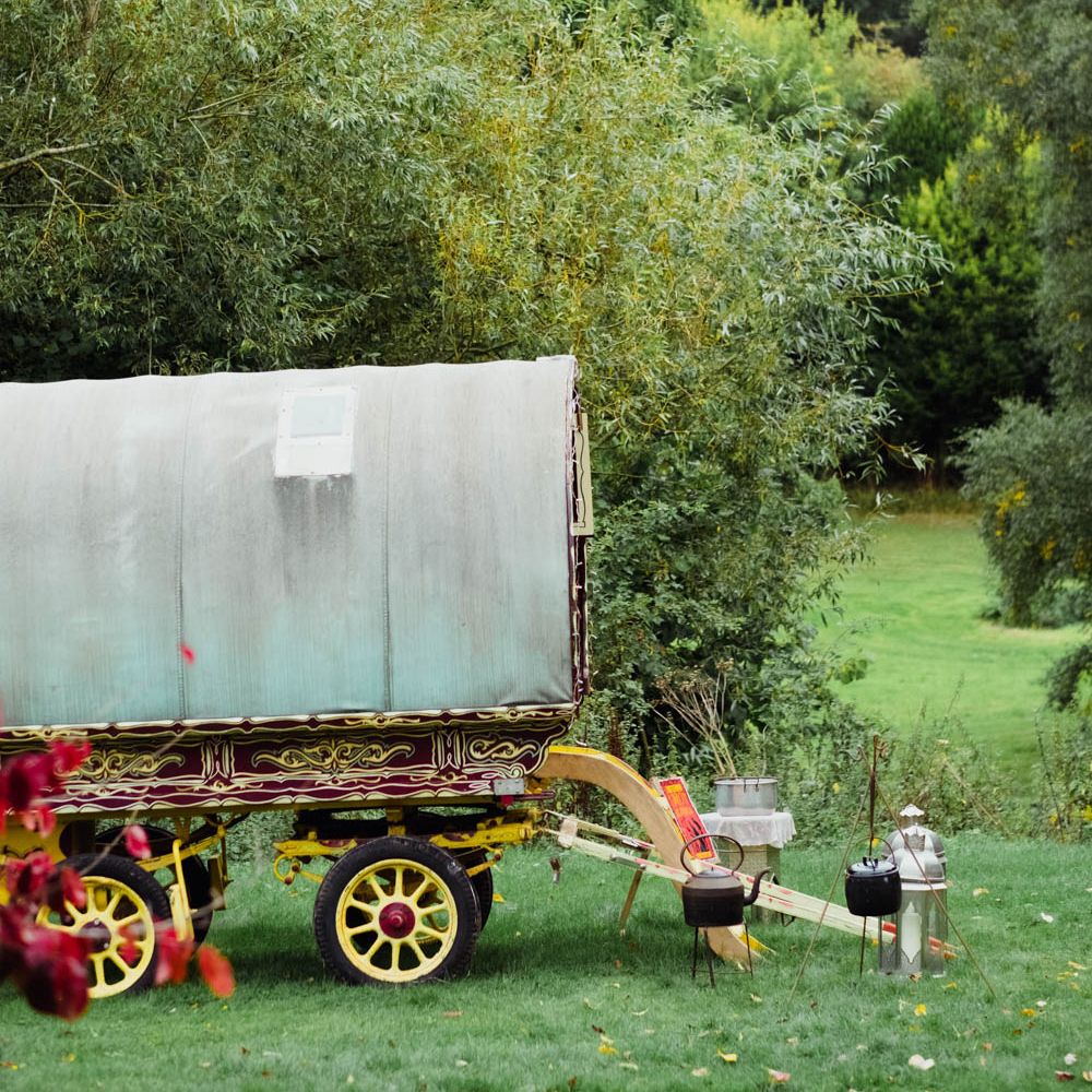 Gypsy Caravan | Outdoor Wedding at Dewsall Court Oxfordshire | Claudia Rose Carter Photography | Costa Sister Productions