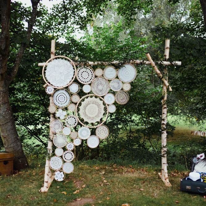 DIY Dreamcatcher Wedding Altar | Outdoor Wedding at Dewsall Court Oxfordshire | Claudia Rose Carter Photography | Costa Sister Productions