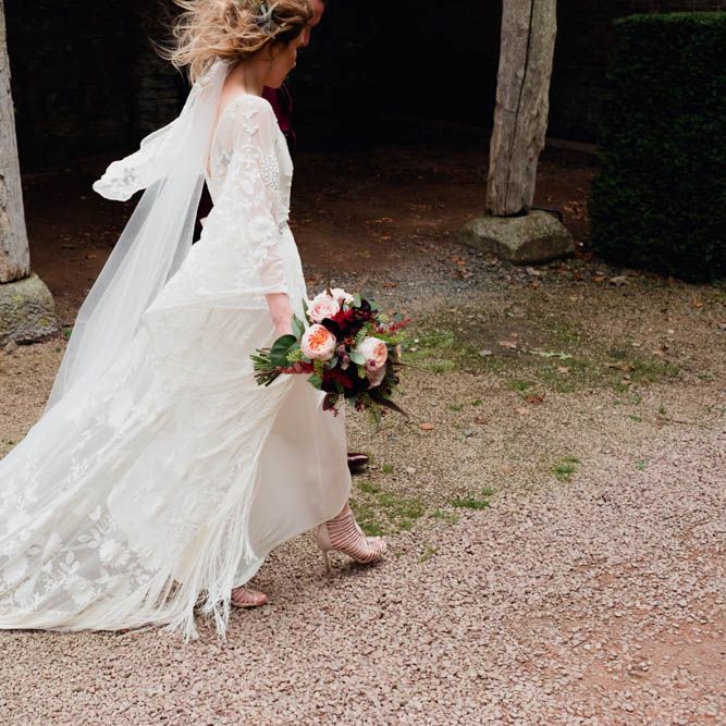Bride in Rue de Seine Cleo Wedding Dress | Outdoor Wedding at Dewsall Court Oxfordshire | Claudia Rose Carter Photography | Costa Sister Productions