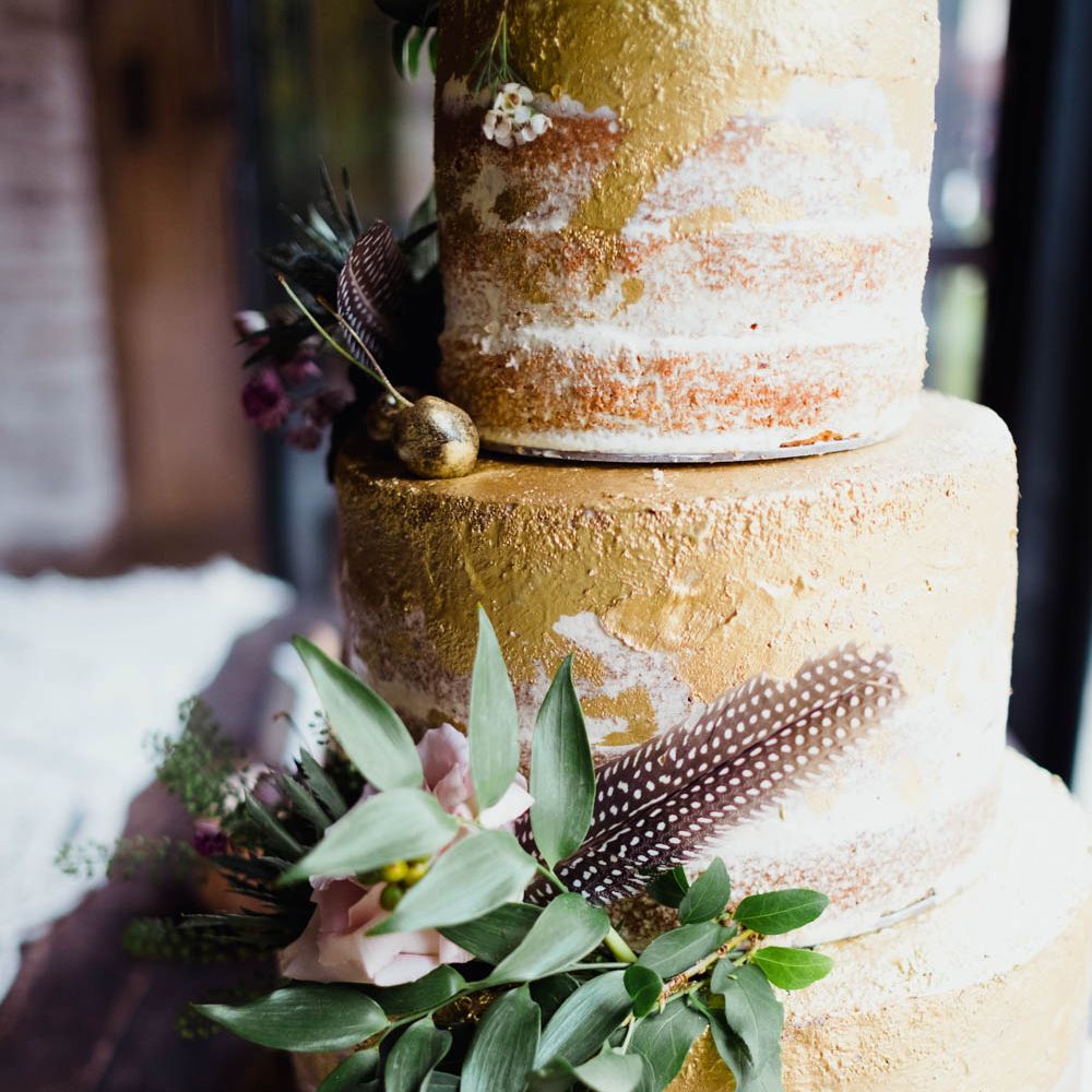 Semi Naked Wedding Cake | Outdoor Wedding at Dewsall Court Oxfordshire | Claudia Rose Carter Photography | Costa Sister Productions