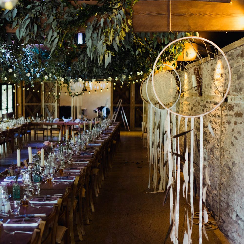 Dreamcatcher Wedding Decor | Outdoor Wedding at Dewsall Court Oxfordshire | Claudia Rose Carter Photography | Costa Sister Productions