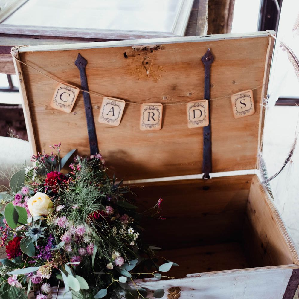 Wedding Card Box | Outdoor Wedding at Dewsall Court Oxfordshire | Claudia Rose Carter Photography | Costa Sister Productions