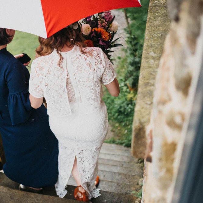 Self Portrait Bride For A Rustic Wedding At The Gathering Edale With Bridesmaids In Navy & Images From Claudia Rose Carter