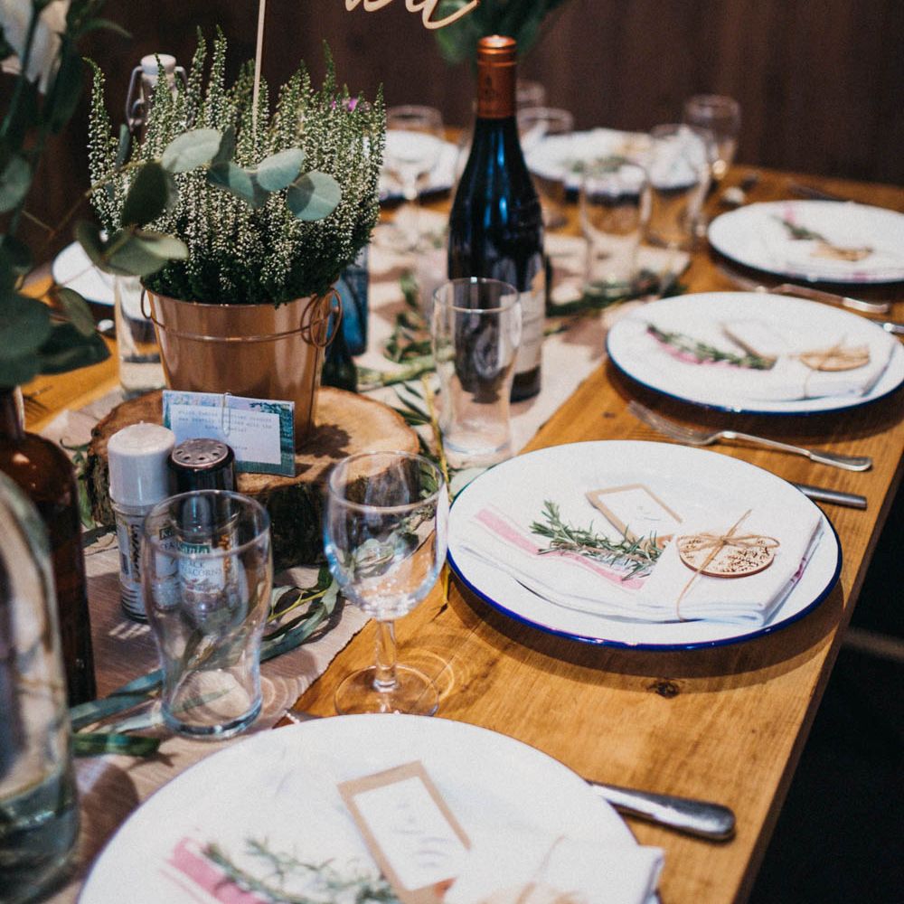Self Portrait Bride For A Rustic Wedding At The Gathering Edale With Bridesmaids In Navy & Images From Claudia Rose Carter