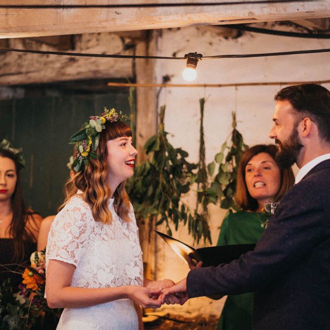 Self Portrait Bride For A Rustic Wedding At The Gathering Edale With Bridesmaids In Navy & Images From Claudia Rose Carter