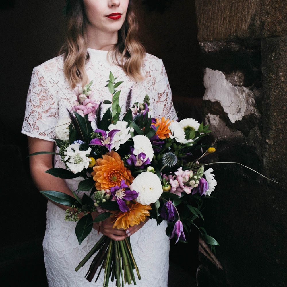 Self Portrait Bride For A Rustic Wedding At The Gathering Edale With Bridesmaids In Navy & Images From Claudia Rose Carter