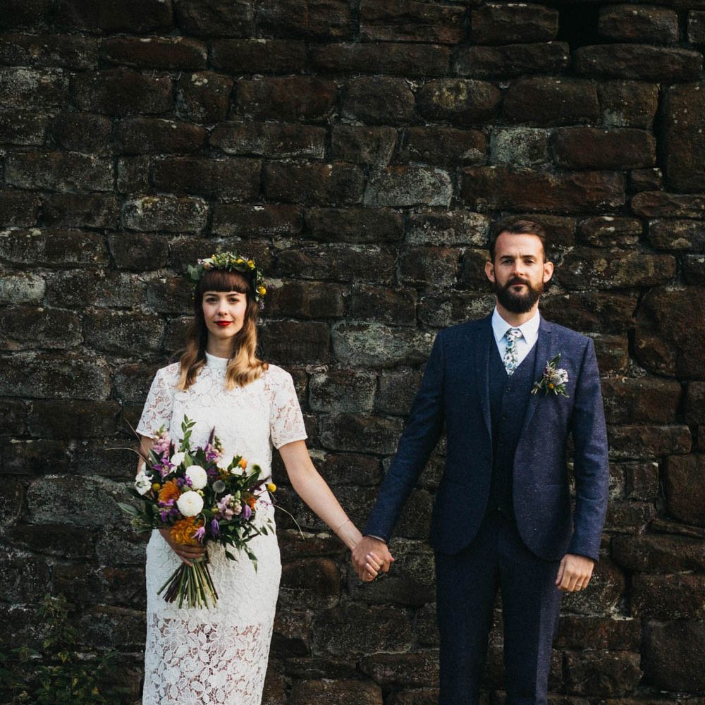 Self Portrait Bride For A Rustic Wedding At The Gathering Edale With Bridesmaids In Navy & Images From Claudia Rose Carter
