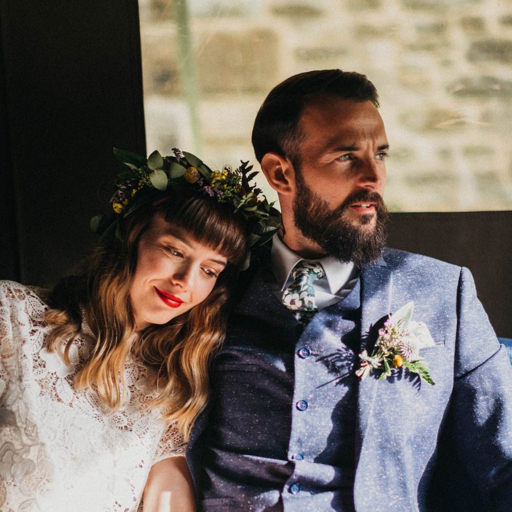 Self Portrait Bride For A Rustic Wedding At The Gathering Edale With Bridesmaids In Navy & Images From Claudia Rose Carter