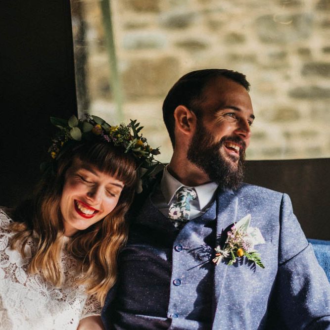 Self Portrait Bride For A Rustic Wedding At The Gathering Edale With Bridesmaids In Navy & Images From Claudia Rose Carter