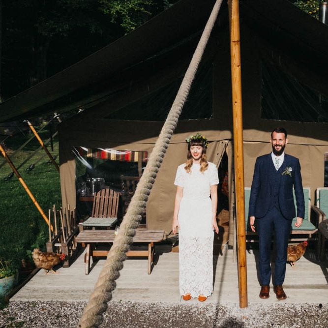 Self Portrait Bride For A Rustic Wedding At The Gathering Edale With Bridesmaids In Navy & Images From Claudia Rose Carter