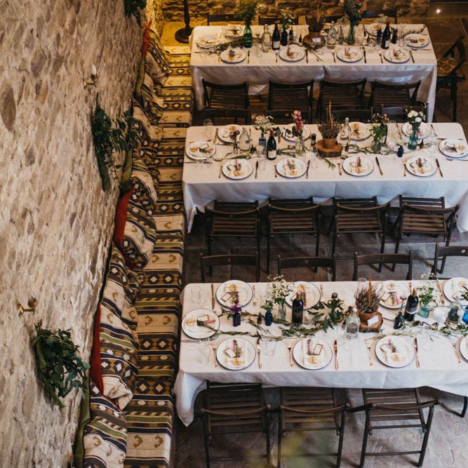 Rustic Table Set Up For Barn Wedding